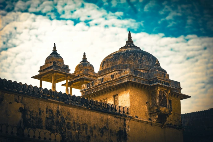A large building with two domes on top of it